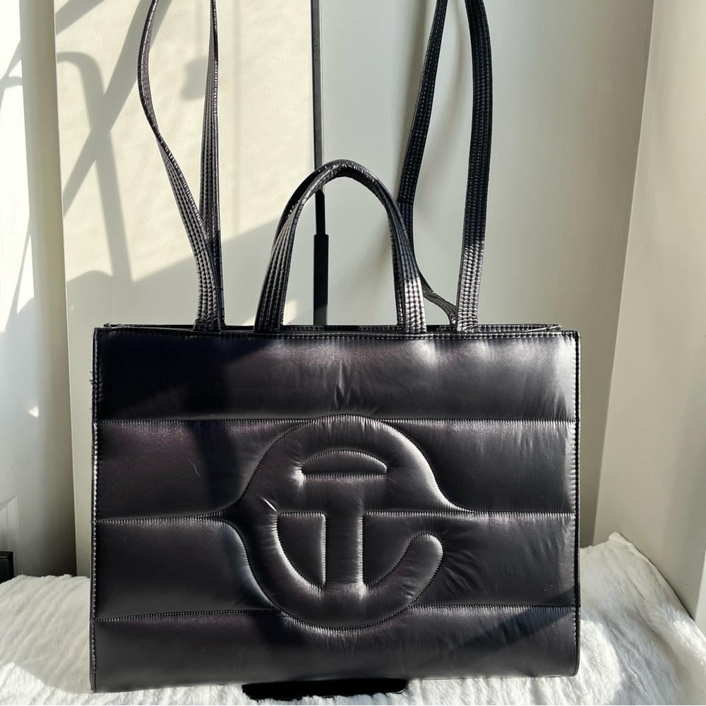 Telfar Black Quilted Logo Tote - Picture 2 of 6